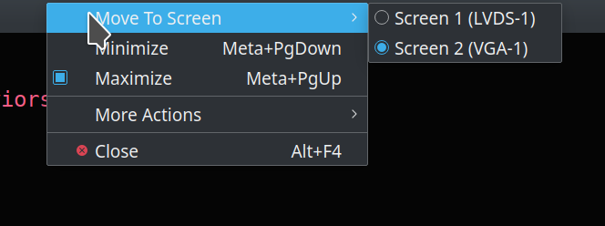 Move to screen menu